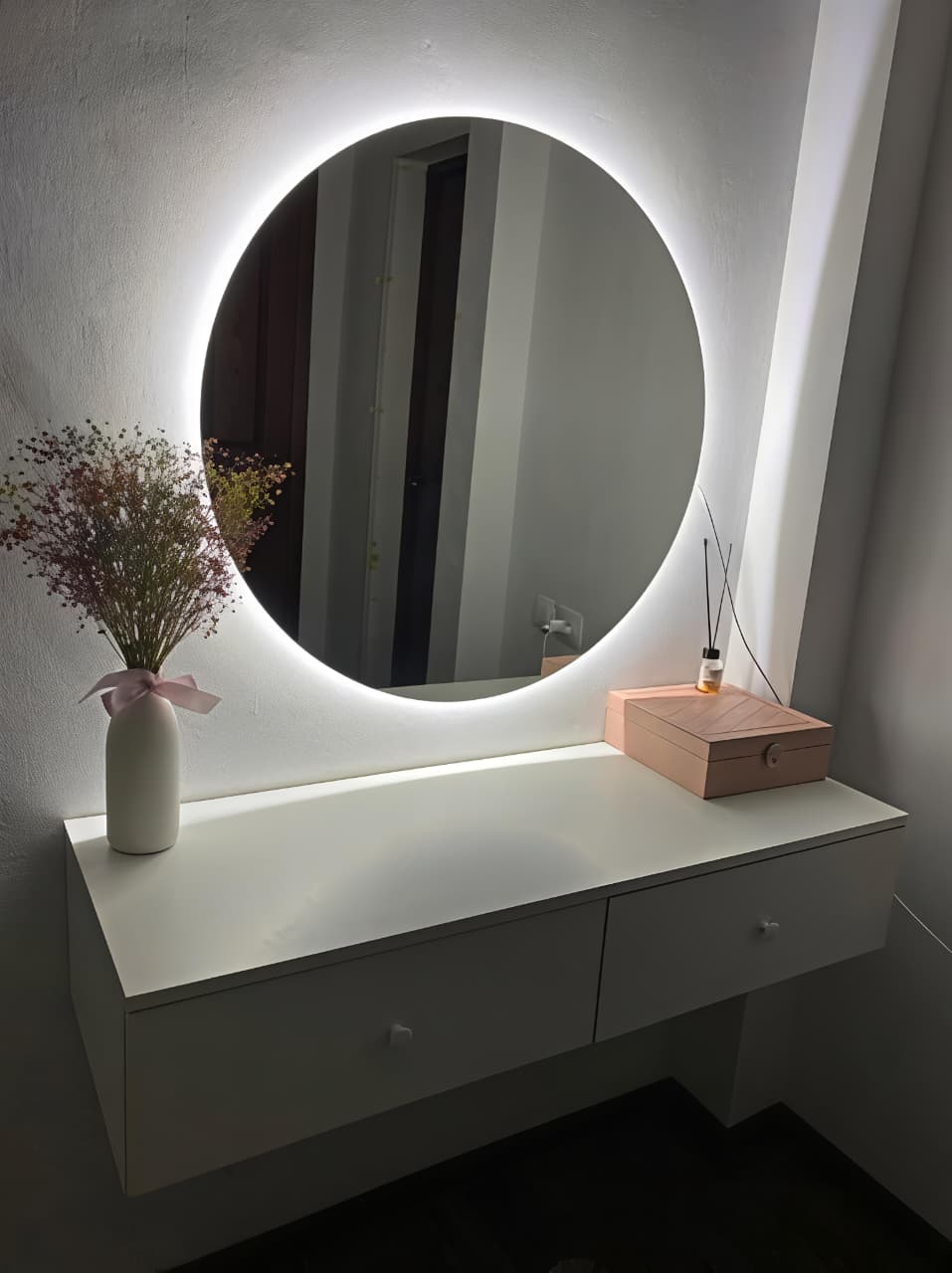 TOCADOR FLOTANTE ESPEJO REDONDO