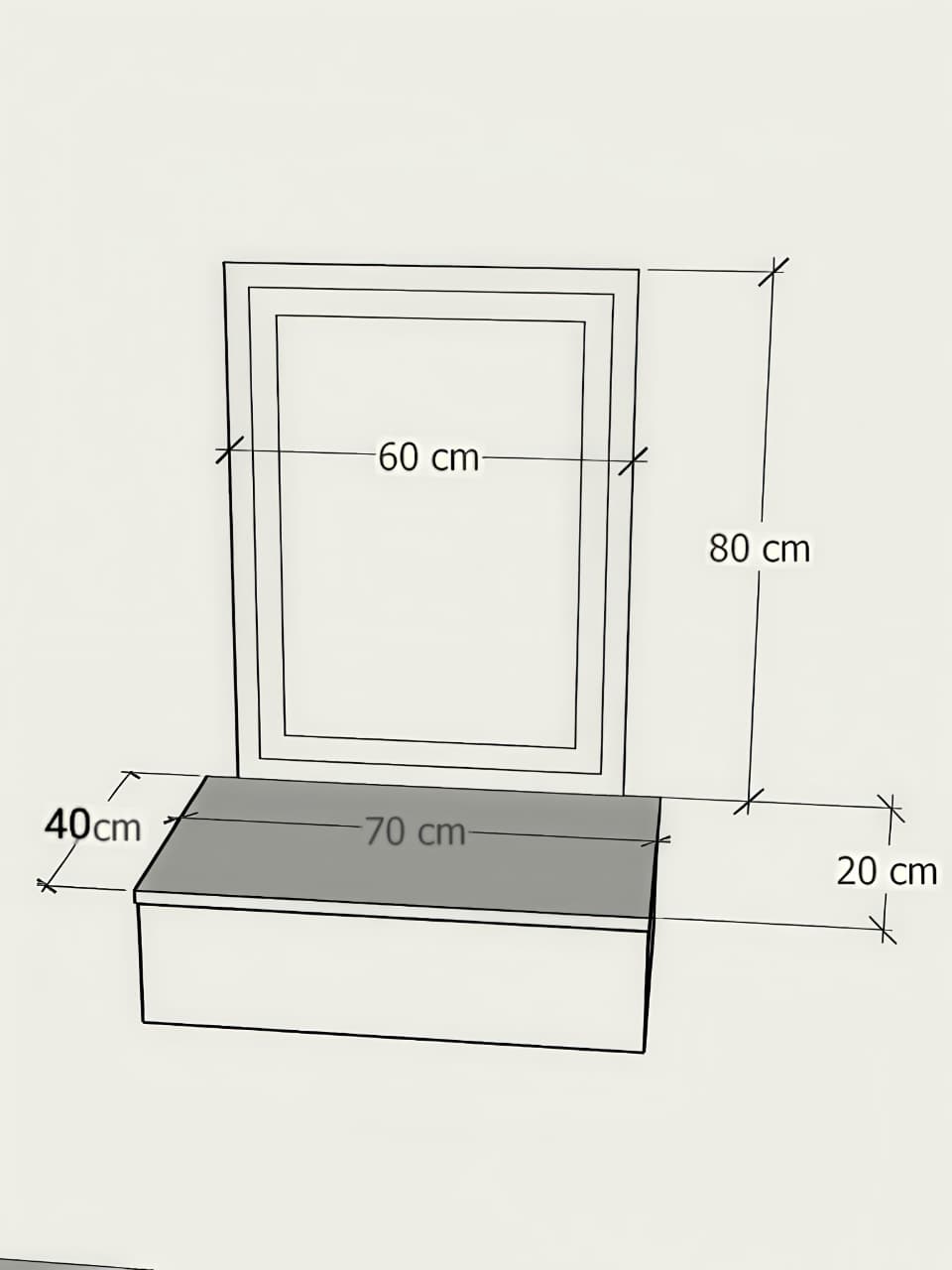 TOCADOR FLOTANTE ESPEJO CUADRADO